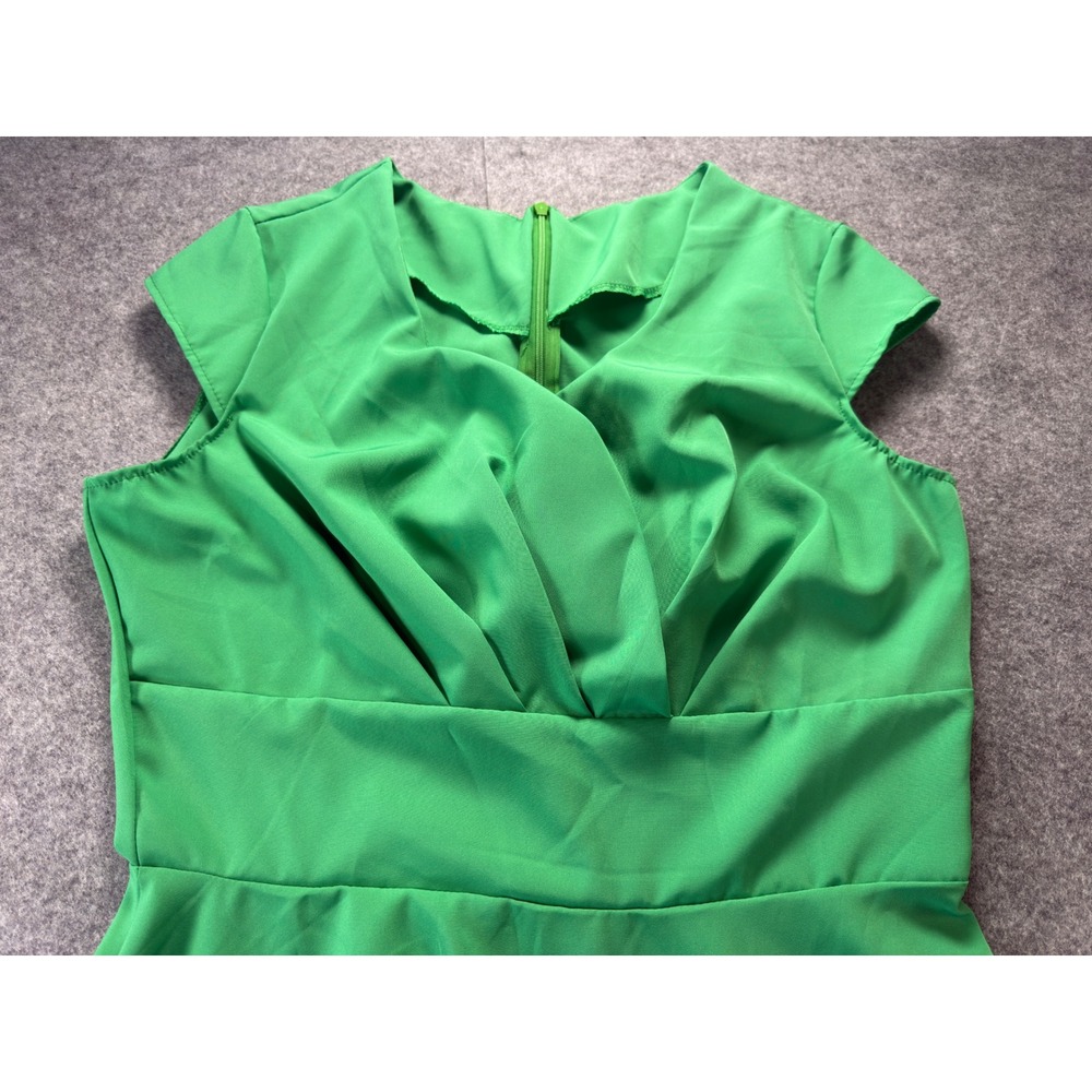 Unbranded Swing Dress Women Medium Green 1950s Rockabilly Fit and Flare Midi - Picture 3 of 14